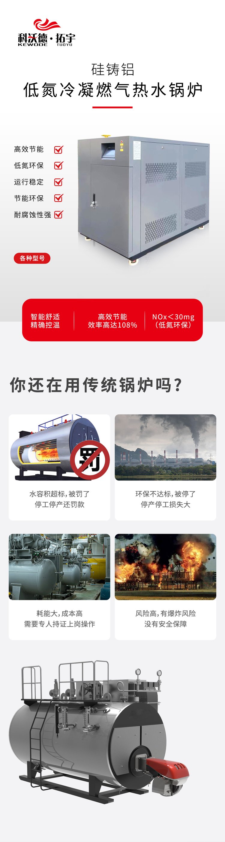 科沃德拓宇硅铸铝低氮冷凝锅炉 环保高效节能 方便快捷易于安装